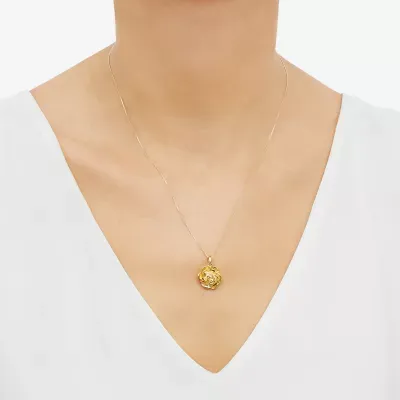 Womens 14K Gold Flower Pendant Necklace