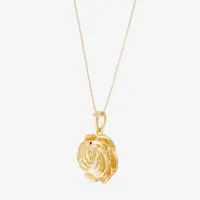 Womens 14K Gold Flower Pendant Necklace