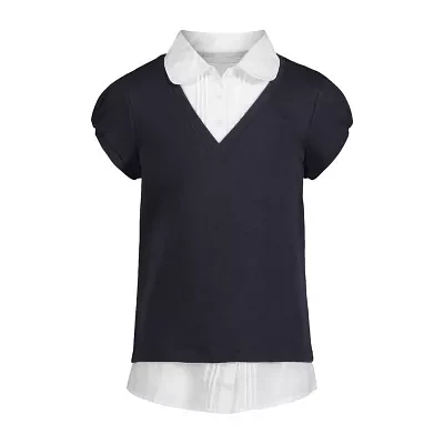 IZOD Little & Big Girls Short Sleeve Layered Top