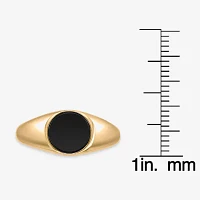 Womens Genuine Black Onyx 18K Gold Over Silver Round Cocktail Ring