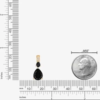 Womens Genuine Black Onyx 10K Gold Pear Pendant Necklace