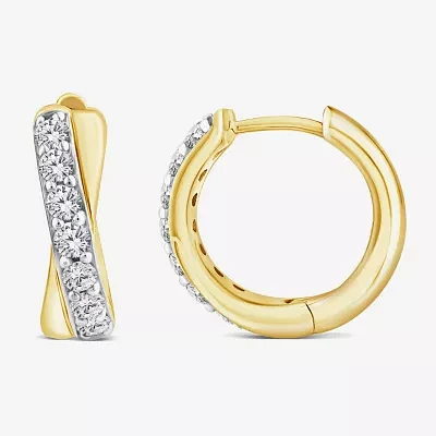 (Si2/ H) 1/2 CT. T.W. Lab Grown White Diamond 10K Gold 14.1mm Hoop Earrings