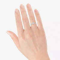 Promise My Love Womens 1/ CT. T.W. Natural White Diamond Sterling Silver Round Side Stone Ring