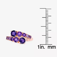 Womens Genuine Purple Amethyst 18K Rose Gold Over Silver Bypass  Cocktail Ring