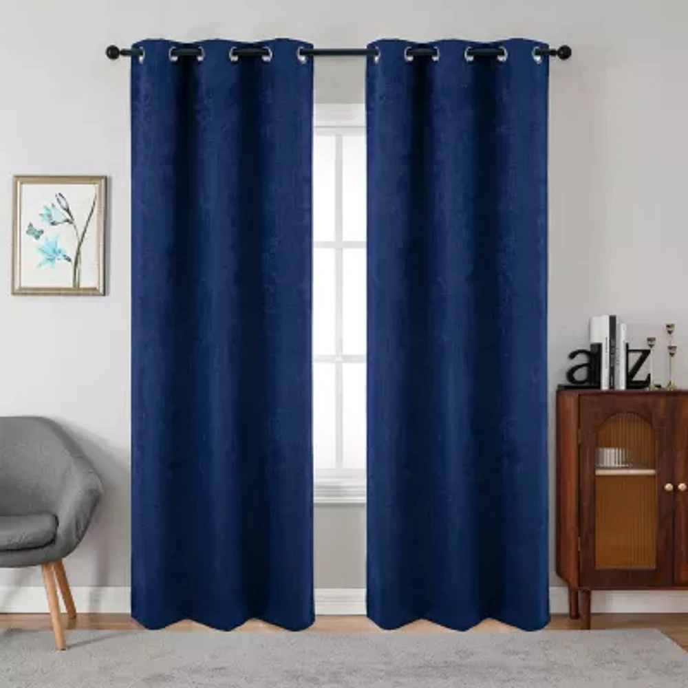 Regal Home Himmel Embossed Energy Saving Blackout Grommet Top Set of 2 Curtain Panel