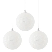 North Pole Trading Co. White Snowflake Ball Set 3-pc. Christmas Ornament