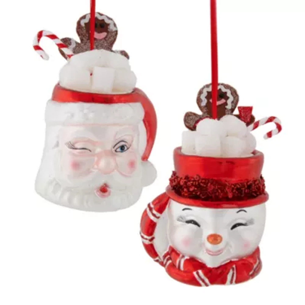 North Pole Trading Co. Cocoa Head Cups Set 2-pc. Christmas Ornament