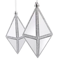 North Pole Trading Co. Silver Mirrored Diamond Set 2-pc. Christmas Ornament