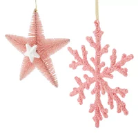 North Pole Trading Co. Pink Sea Star 2-pc. Christmas Ornament