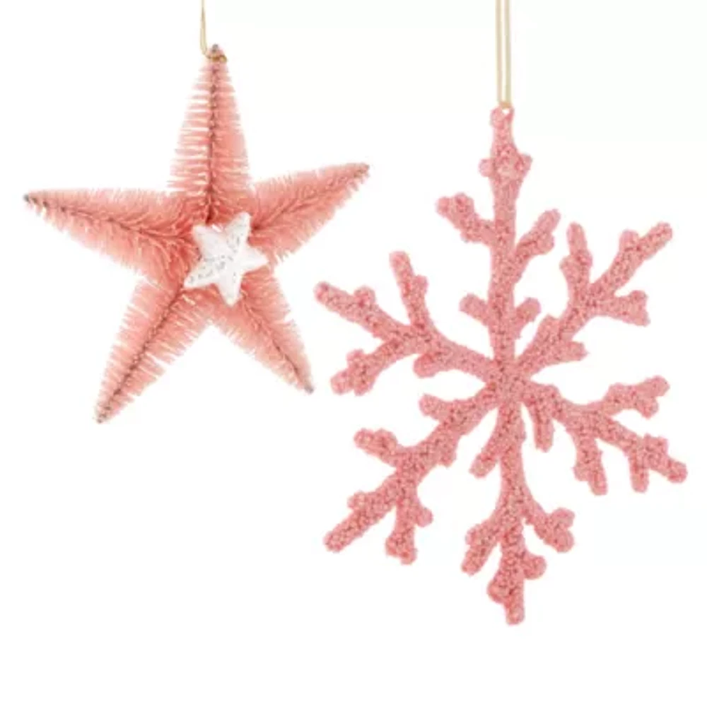 North Pole Trading Co. Pink Sea Star 2-pc. Christmas Ornament