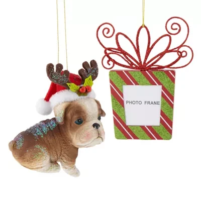 North Pole Trading Co. Bull Dog And Picture Frame Set 2-pc. Christmas Ornament