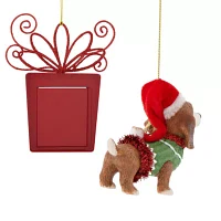 North Pole Trading Co. Dachshund And Picture Frame Set 2-pc. Christmas Ornament