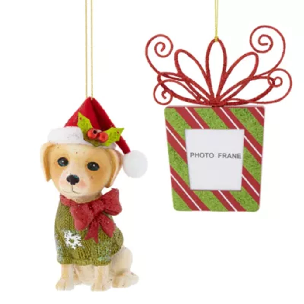 North Pole Trading Co. Golden Retriever And Picture Frame Set 2-pc. Christmas Ornament