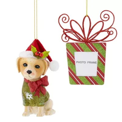 North Pole Trading Co. Golden Retriever And Picture Frame Set 2-pc. Christmas Ornament