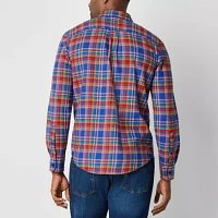 St. John's Bay Dexterity Mens Easy-on + Easy-off Adaptive Classic Fit Long Sleeve Flannel Shirt