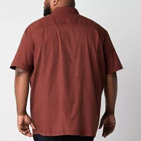 Shaquille O'Neal XLG Utility Big and Tall Mens Regular Fit Short Sleeve Button-Down Shirt