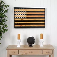 Nearly Natural 36in American Flag Americana Wood Wall Art