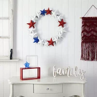 Nearly Natural 18in Red, White, And Blue Stars Wreath