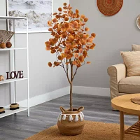 Nearly Natural 5ft Eucalyptus Orange Indoor Artificial Tree