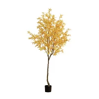 Nearly Natural 7ft Yellow Autumn Maple Indoor Artificial Tree