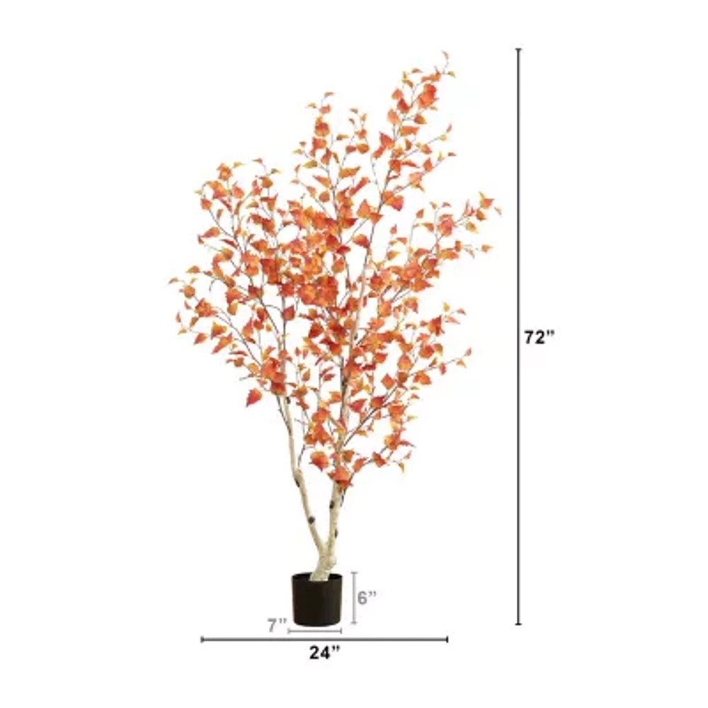 Nearly Natural 6ft Autumn Birch Indoor Artificial Tree