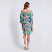 Stella Parker Womens 3/4 Sleeve Floral Blouson Dress