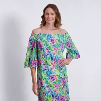 Stella Parker Womens 3/4 Sleeve Floral Blouson Dress