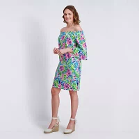 Stella Parker Womens 3/4 Sleeve Floral Blouson Dress
