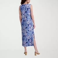 Stella Parker Womens Sleeveless Leaf Maxi Dress