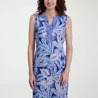 Stella Parker Womens Sleeveless Leaf Maxi Dress