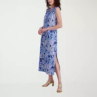 Stella Parker Womens Sleeveless Leaf Maxi Dress