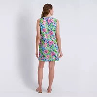Stella Parker Womens Sleeveless Floral Shift Dress