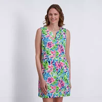 Stella Parker Womens Sleeveless Floral Shift Dress