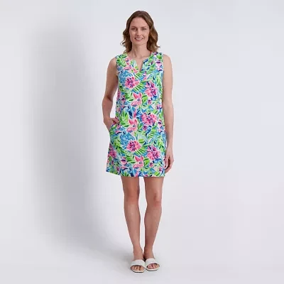 Stella Parker Womens Sleeveless Floral Shift Dress