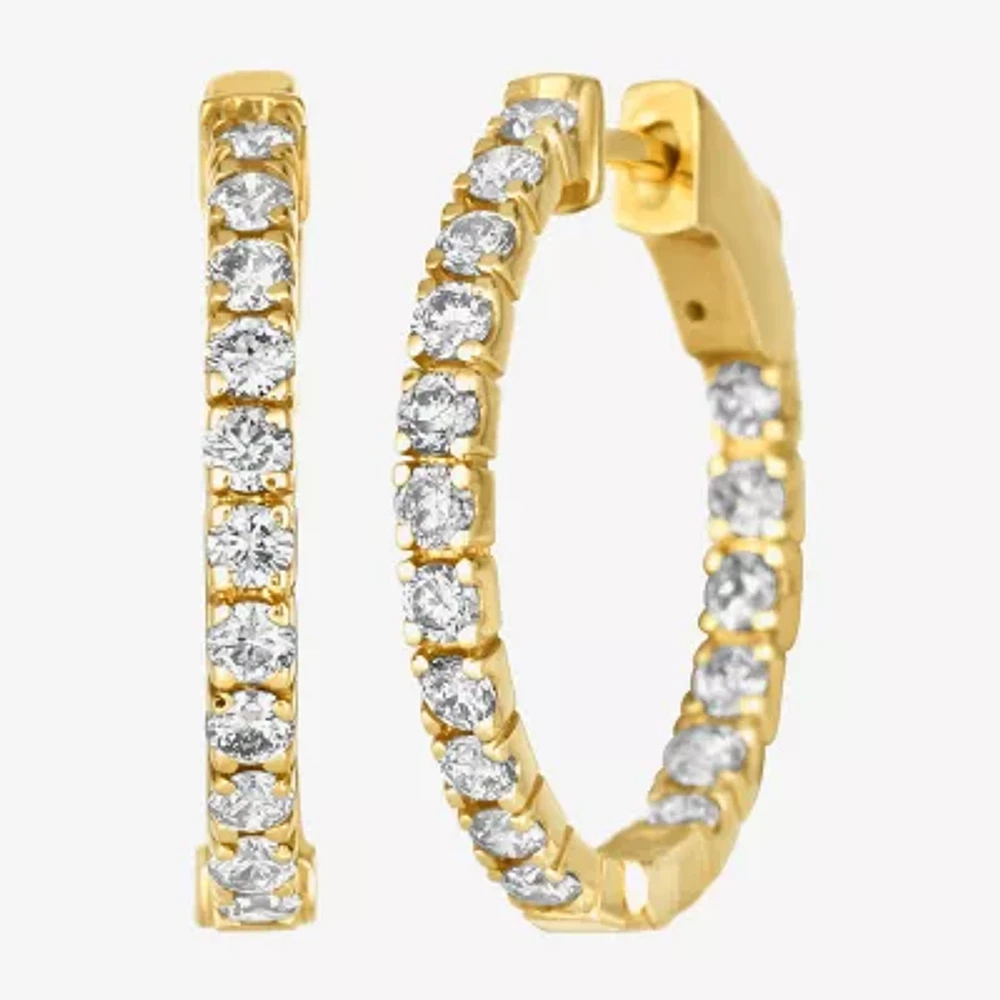Le Vian Grand Sample Sale Le Vian Grand Sample Sale Womens 1 CT. T.W. Natural Champagne Diamond 14K Gold 34mm Hoop Earrings