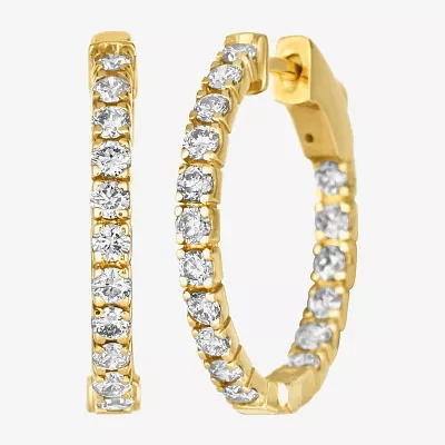Le Vian Grand Sample Sale Le Vian Grand Sample Sale Womens 1 CT. T.W. Natural Champagne Diamond 14K Gold 34mm Hoop Earrings