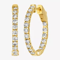Le Vian Grand Sample Sale Le Vian Grand Sample Sale Womens 1 CT. T.W. Natural Champagne Diamond 14K Gold 34mm Hoop Earrings