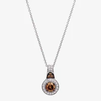 Le Vian Grand Sample Sale Le Vian Grand Sample Sale Womens 5/8 CT. T.W. Natural Champagne Diamond 14K White Gold Round 18 Inch Pendant Necklace