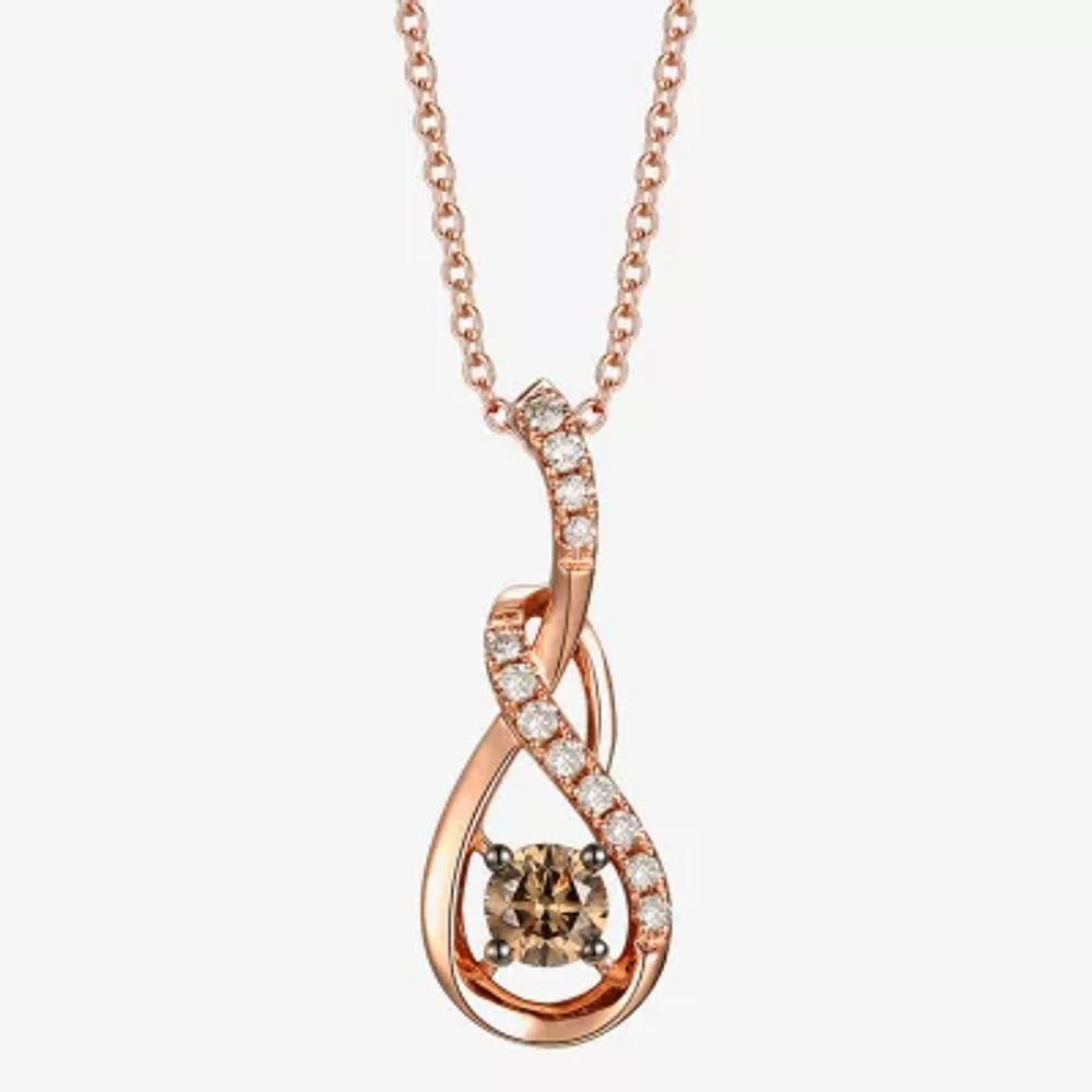 Le Vian Grand Sample Sale Le Vian Grand Sample Sale Womens 1/2 CT. T.W. Natural Champagne Diamond 14K Rose Gold 18 Inch Pendant Necklace