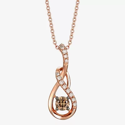 Le Vian Grand Sample Sale Le Vian Grand Sample Sale Womens 1/2 CT. T.W. Natural Champagne Diamond 14K Rose Gold 18 Inch Pendant Necklace