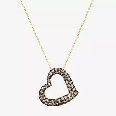 Le Vian Grand Sample Sale Le Vian Grand Sample Sale Womens 3/4 CT. T.W. Natural Champagne Diamond 14K Gold Heart 18 Inch Pendant Necklace