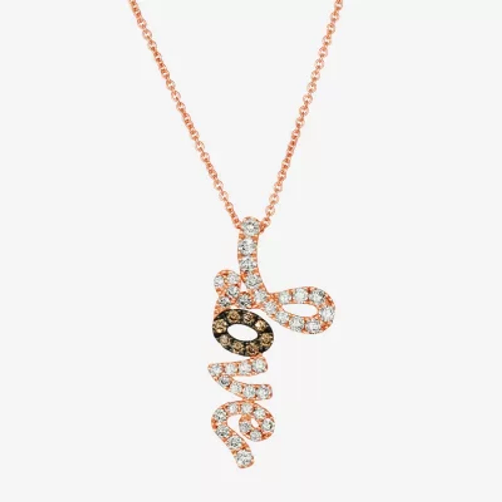 Le Vian Grand Sample Sale Le Vian Grand Sample Sale Love Womens 1/2 CT. T.W. Natural Champagne Diamond 14K Rose Gold 19 Inch Pendant Necklace
