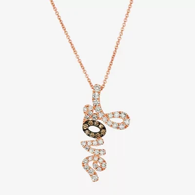 Le Vian Grand Sample Sale Le Vian Grand Sample Sale Love Womens 1/2 CT. T.W. Natural Champagne Diamond 14K Rose Gold 19 Inch Pendant Necklace