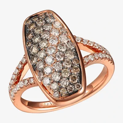 Le Vian Grand Sample Sale Le Vian Grand Sample Sale Womens 1 1/6 CT. T.W.  Natural Champagne Diamond 14K Rose Gold Oblong Side Stone Cocktail Ring