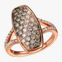 Le Vian Grand Sample Sale Le Vian Grand Sample Sale Womens 1 1/6 CT. T.W.  Natural Champagne Diamond 14K Rose Gold Oblong Side Stone Cocktail Ring