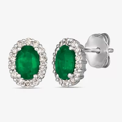 Le Vian Grand Sample Sale Le Vian Grand Sample Sale 1/4 CT. T.W. Genuine Green Emerald 14K White Gold 9mm Oval Stud Earrings