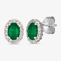 Le Vian Grand Sample Sale Le Vian Grand Sample Sale 1/4 CT. T.W. Genuine Green Emerald 14K White Gold 9mm Oval Stud Earrings