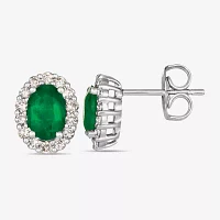 Le Vian Grand Sample Sale Le Vian Grand Sample Sale 1/4 CT. T.W. Genuine Green Emerald 14K White Gold 9mm Oval Stud Earrings