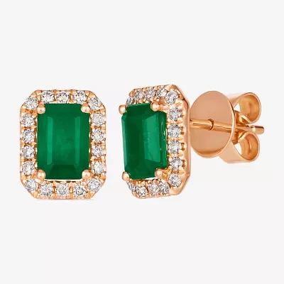 Le Vian Grand Sample Sale Le Vian Grand Sample Sale 1/6 CT. T.W. Genuine Green Emerald 14K Rose Gold 8.7mm Stud Earrings
