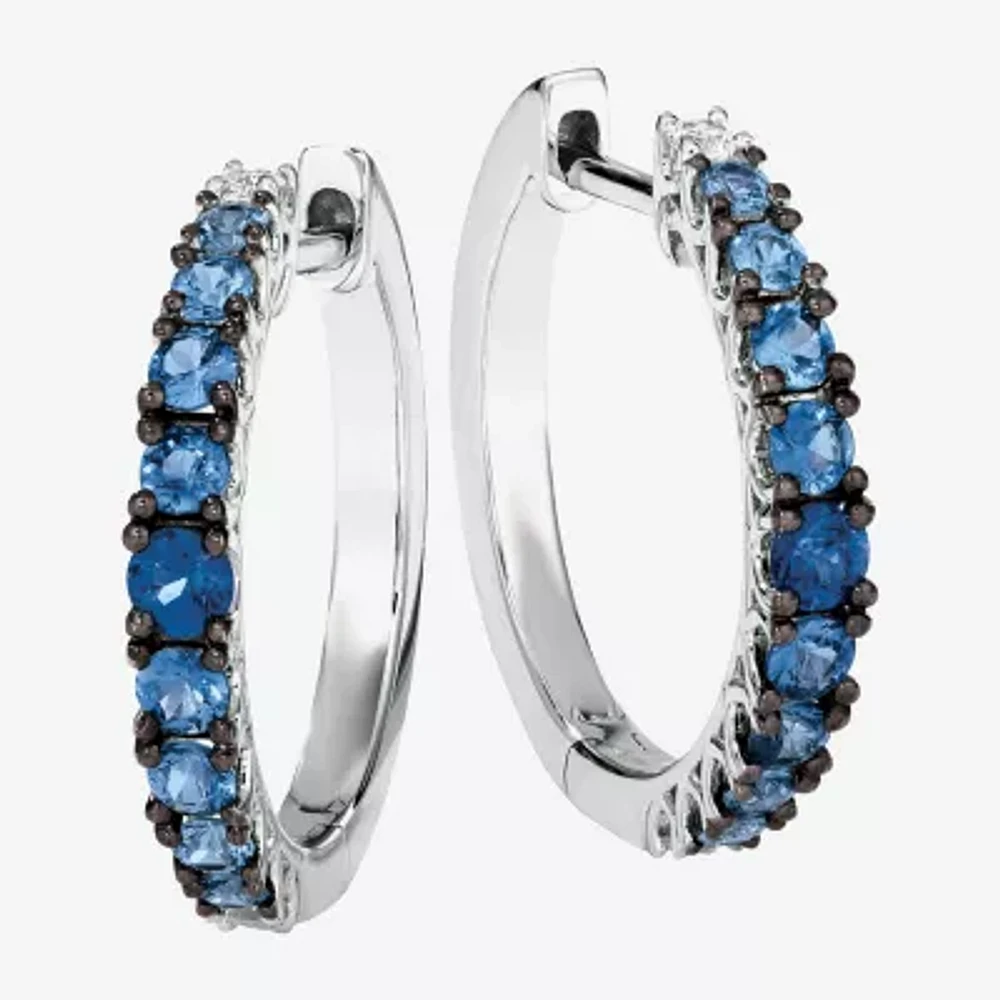 Le Vian Grand Sample Sale Le Vian Grand Sample Sale Womens Genuine Blue Sapphire 14K White Gold 20mm Hoop Earrings